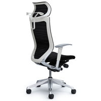 CP88BW FGR1 バロン チェア EXハイバック 固定ヘッドレスト 可動肘 背グラデーションメッシュ座クッション ポリッシュ×ホワイト ブラック（直送品）