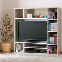 【軒先渡し】朝日木材加工 オールインワンテレビ台 壁面収納 ホワイト 幅1150 × 奥行290 × 高さ1150mm 1台（直送品）