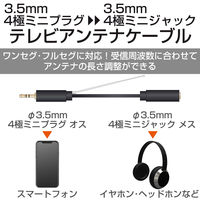 エレコム スマートフォン用ロッドアンテナ/アダプタタイプ/ブラック MPA-35ATRBK 1個（直送品）