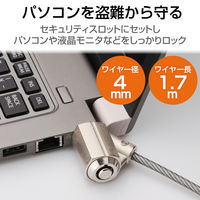 セキュリティワイヤー セキュリティスロット対応 シリンダー錠 3～3.8mm×7.0～7.5mm ESL-7C エレコム 1個