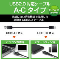 USBケーブル タイプC (A-C) 2m 認証品 高耐久 3A ブラック MPA-ACS20NBK エレコム 1個