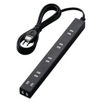 延長コード 電源タップ AC用 広間隔 コンセント 2m 2ピン 6個口 ほこり防止 黒 T-NSL-2620BK エレコム 1個（直送品）