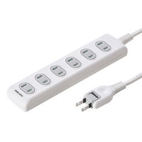 延長コード 電源タップ 5m 2P（ピン） 6個口 ホワイト TAP-TSH65N サンワサプライ 1個