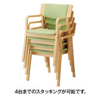 オカムラ ダイニングチェア 肘無 ナチュラル色 把手無 ミントグリーン L895CZ-PB22（直送品）