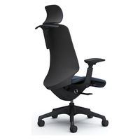 オカムラ スフィア EXハイ ハンガー有 可動肘 ナイロンキャスター 張地インターロック 黒×インディゴ CT4FAA FXW4 1脚（直送品）