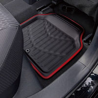 【カー用品】ボンフォーム バケットマット ３ＤレザーマットＮ 抗菌防臭 45x48cm レッド 6465-48RE 1枚（直送品）