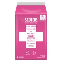 ウェットティッシュ 消毒ノンアルコール（40枚×3コ入）スコッティ ウェットタオル 1パック 日本製紙クレシア
