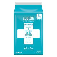 ウェットティッシュ 消毒アルコール（40枚×3コ入）スコッティ ウェットタオル 1パック 日本製紙クレシア