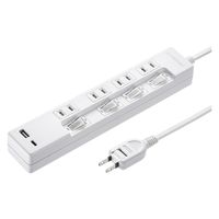 延長コード 電源タップ 2m 2P（ピン） 4個口 シャッター ホワイト TAP-B102UC-2W サンワサプライ 1本