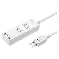延長コード 電源タップ 2m 2P（ピン） 2個口 シャッター ホワイト TAP-B101UC-2W サンワサプライ 1本