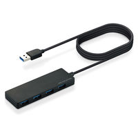 USBハブ USB-A×4ポート USB3.0 バスパワー 1.5m ブラック U3H-FC04BBK エレコム 5個（直送品）