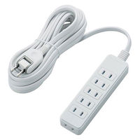 延長コード 電源タップ 5m 2ピン コンセント 6個口 ほこり防止シャッター 白 T-ST02-22650WH エレコム 5個（直送品）