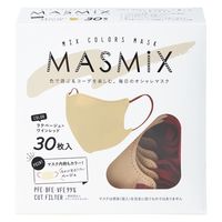 Kirei Mask MASMiXマスク（ラテベージュ×ワインレッド）1セット（30枚入×4箱） 川本産業 ツートンカラーマスク バイカラー