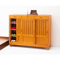 ファミリー・ライフ シューズボックス 天然木和風引き戸 3枚扉 幅1150×奥行380×高さ950mm 04144 1台（直送品）