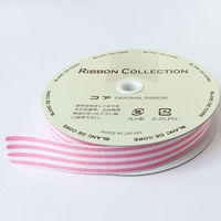 小西リボン ファンシーストライプリボン 15mm巾×10m巻 ピンク KR3003-15-51 1セット(3巻/1セット)（直送品）