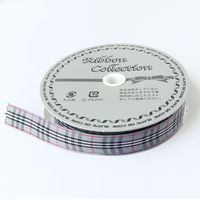 小西リボン チェックリボン 15mm巾×15m巻 グレー KR3651-15-27 1セット(3巻/1セット)（直送品）