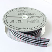 小西リボン チェックリボン 15mm巾×25m巻 グレー KR3651-25-27 1セット(3巻/1セット)（直送品）