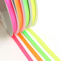 SHINDO ポリエステル ダブルサテンリボン ネオンイエロー 6mm巾×30m巻 SIC121-6MM-151 1セット(3巻)