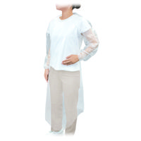 オオサキメディカル 使い捨て介護用エプロン 袖付 長袖 透明  73760 1セット（25枚：5枚入×5）