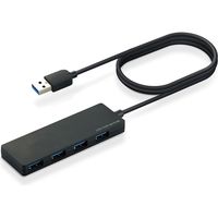 USBハブ USB-A×4ポート USB3.0 バスパワー 60cm ブラック U3H-FC03BBK エレコム 5個（直送品）