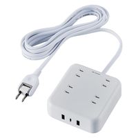 USB充電器 電源タップ コンセント×4 USB-C×1 USB-A×2 3m 白 ECT-25430WH エレコム 1個
