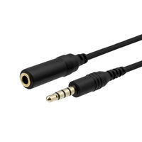 オウルテック マイク リモコン付きイヤホン対応オーディオ延長ケーブル 1.5m OWL-CB35PJ15-BK 1セット(1個×5)