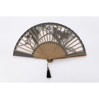 ひしだ ST-22 額透彫扇 蘭 黒 7寸 1本（直送品）