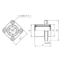 オザック精工 リニアベアリング角フランジ(ボス位置)内径6mm外径12mm全長19mm LFKB6-UU 1個（直送品）