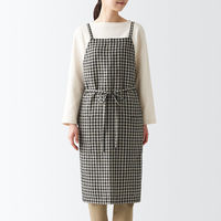 無印良品 麻平織 カフェエプロン フリーサイズ ギンガムチェック 良品計画