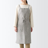 無印良品 麻平織 カフェエプロン フリーサイズ ストライプ 良品計画