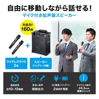 サンワサプライ ワイヤレスマイク付き拡声器スピーカー(バッテリー内蔵・ワイヤレスマイク2本対応) MM-SPAMP14 1個（直送品）
