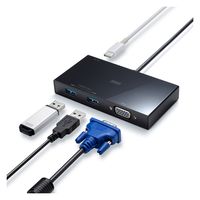 サンワサプライ VGA付USB Type-Cハブ USB-3TCV1BK 1個