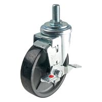 エスコ 125mm キャスター(自在金具・ねじ式・ブレーキ付・ウレタン EA986PT-347 1個（直送品）