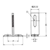 エスコ 25x 80mm 一つ穴T足(ステンレス製) EA440AR-80S 1セット(20個)（直送品）