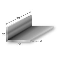トレード アルミ不等辺アングル　アルマイト付　ｔ２Ｘ２０Ｘ３０Ｘ４ｍ　シルバー 085070 1本（直送品）