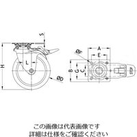 エスコ 50mm キャスター(自在金具・ブレーキ付) EA986PE-13 1セット(5個)（直送品）