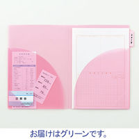 アスクル インデックス付き見開きカラークリアーホルダー グリーン 79390 1袋(10冊入) オリジナル（わけあり品）