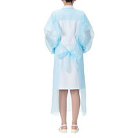 アスクル　ポリエチレンガウン 袖ゴム 個包装 Lサイズ　ブルー　大きめ　使い捨て　長袖　袖付き　ディスポ　感染対策　青　1箱（10枚入） オリジナル