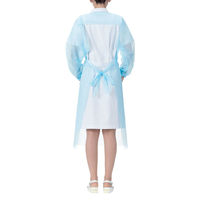 アスクル　ポリエチレンガウン 袖ゴム　ブルー　使い捨て　PE　ビニール　長袖　袖付き　ディスポ　感染対策　青　1箱（10枚入） オリジナル