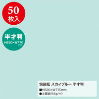 ササガワ 包装紙 スカイブルー 半才判 49-1207 1包(50枚袋入)