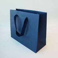 包む 紙袋 グレンエンボスBAG 横長 260×210 ネイビー TG029 1セット(5個)（直送品）