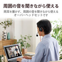 ヘッドホン ヘッドセット 無指向性マイク付 有線 3.5mm接続 モノラル 片耳 ブラック HS-GM01MTBK エレコム 1個