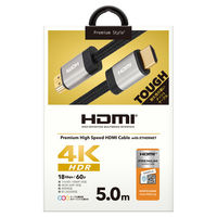 PGA PREMIUM HDMI メッシュケーブル 5.0m ブラック PG-HDME50M 1本（直送品）