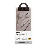 PGA 3.5mmイヤホンプラグ ステレオイヤホン マイク付き 1.2m ベージュ PG-SEIE1BE5 1個