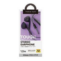 マイク付きイヤホン 3.5mmオーディオプラグ ステレオイヤホン タフケーブル インナーイヤー 1.2ｍ ブラック PG-SETC1BK1 1個 PGA