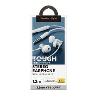 PGA 3.5mmイヤホンプラグ ステレオイヤホン タフケーブル/カナル マイク付き 1.2m ホワイト PG-SETC1WH4 1個