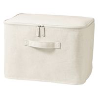 無印良品 ポリエステル麻 ソフトボックス 長方形 中 フタ式 約幅37×奥行26×高さ26cm 1セット（2個） 良品計画