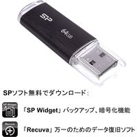 USBメモリー 16GB キャップ式 SP016GBUF2U02V1K 1個 シリコンパワー