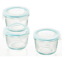 ヨシカワ 3点ロック式ガラス保存容器ミニ丸型3PCS 4209348 1セット(1個×3)