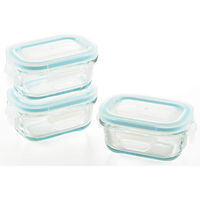 ヨシカワ 4点ロック式ガラス保存容器ミニ角型3PCS 4209349 1セット(3個)（直送品）